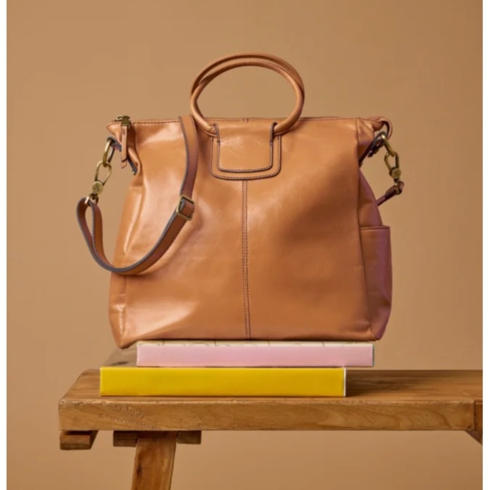 Hobo Sheila Satchel Crossbody Shoulder Bag Leather Brown Natural Large